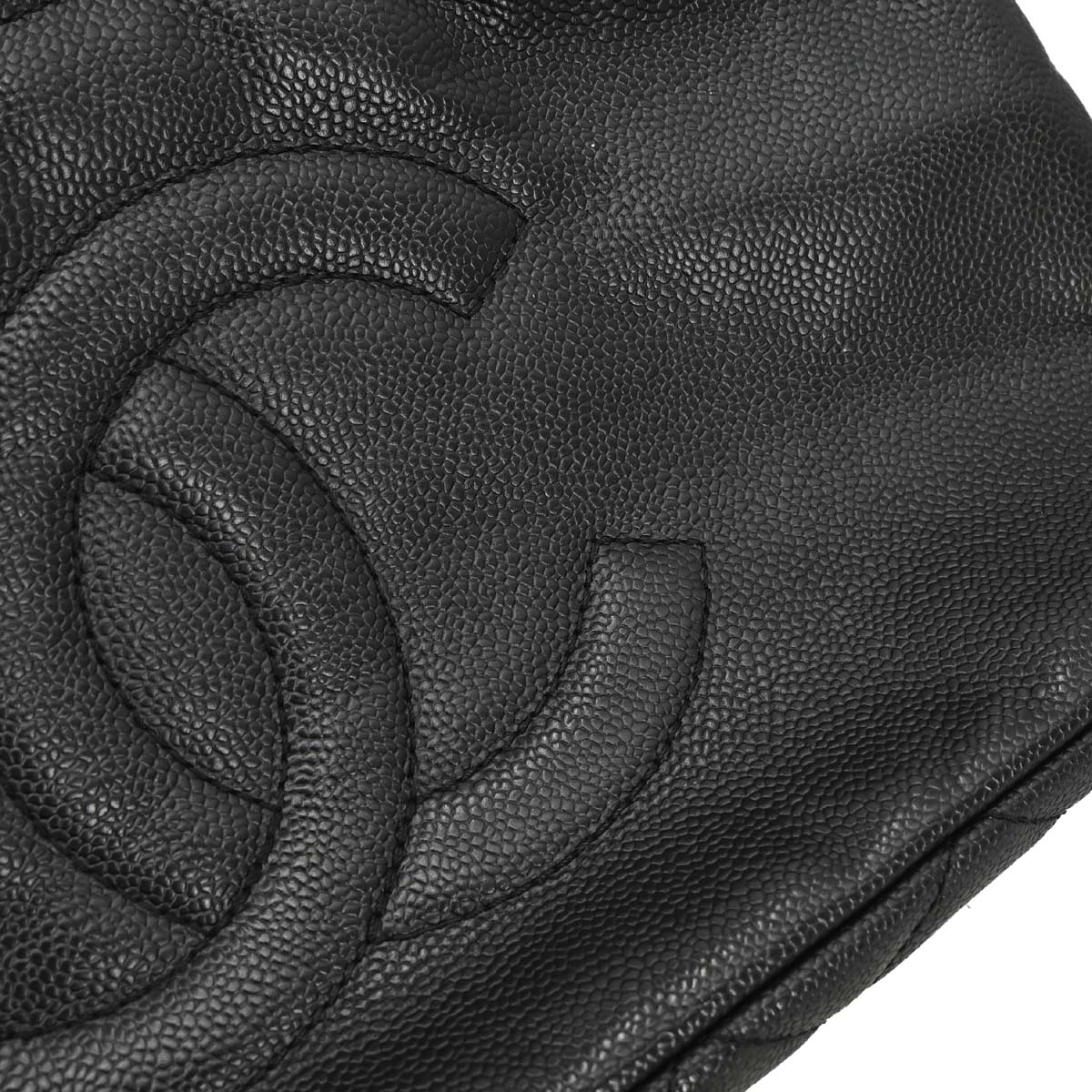Chanel 2012 Black Caviar Skin Timeless CC Chain Tote Bag