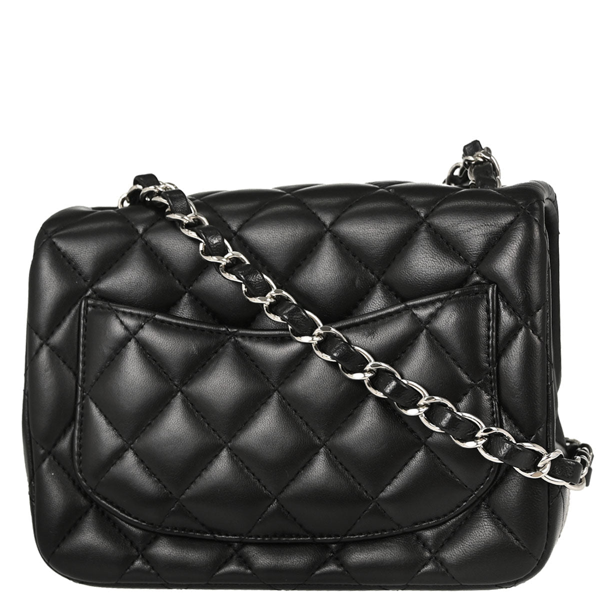Chanel Black Lambskin Mini Classic Square Flap Shoulder Bag 17