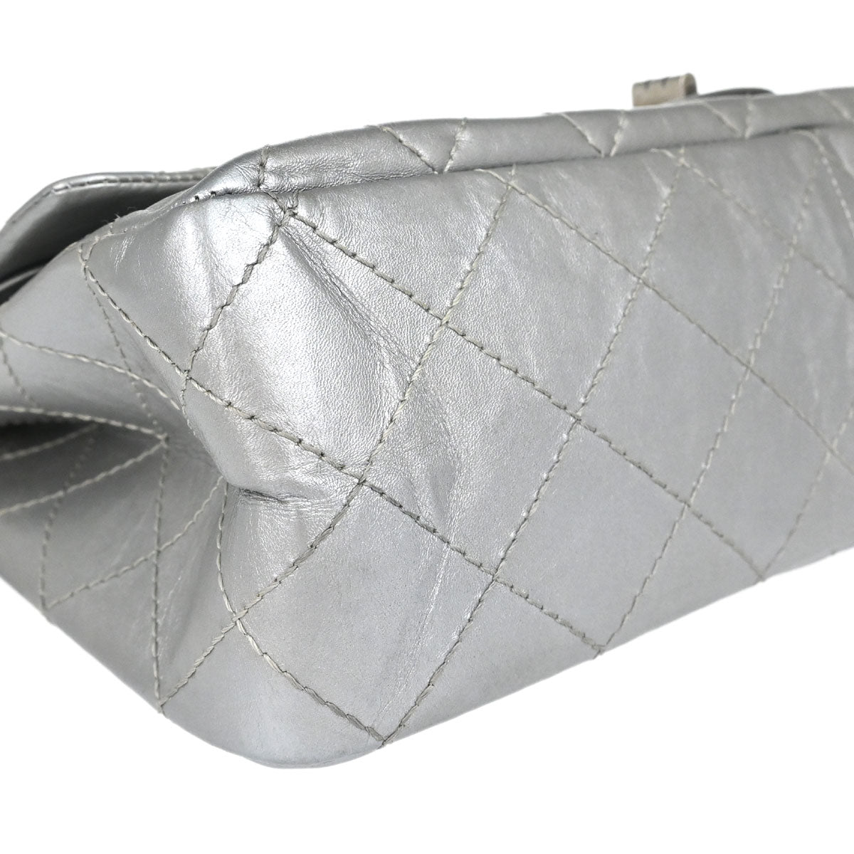 Chanel Silver Calfskin 2.55 Jumbo Classic Double Flap Shoulder Bag