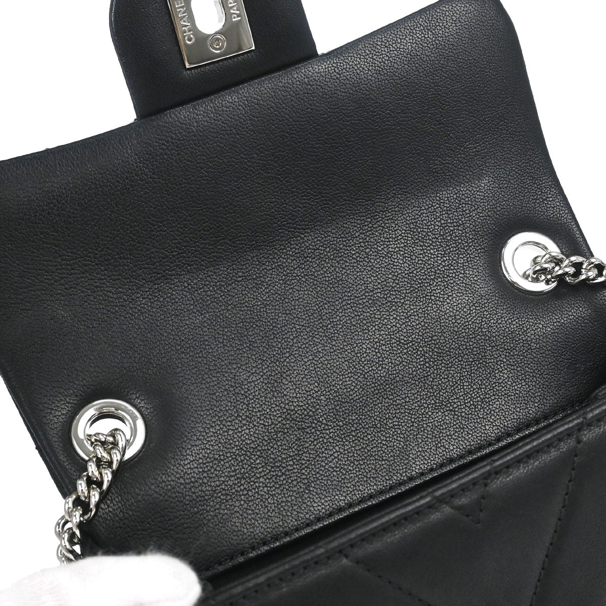 Chanel Black Calfskin Chevron Shoulder Bag