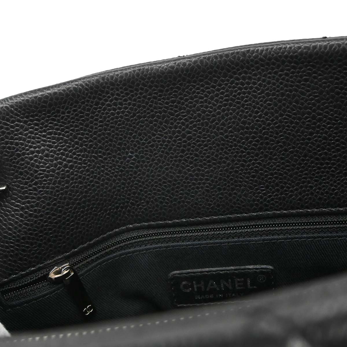 Chanel 2012-2013 Black Caviar Skin Timeless CC Chain Tote Bag