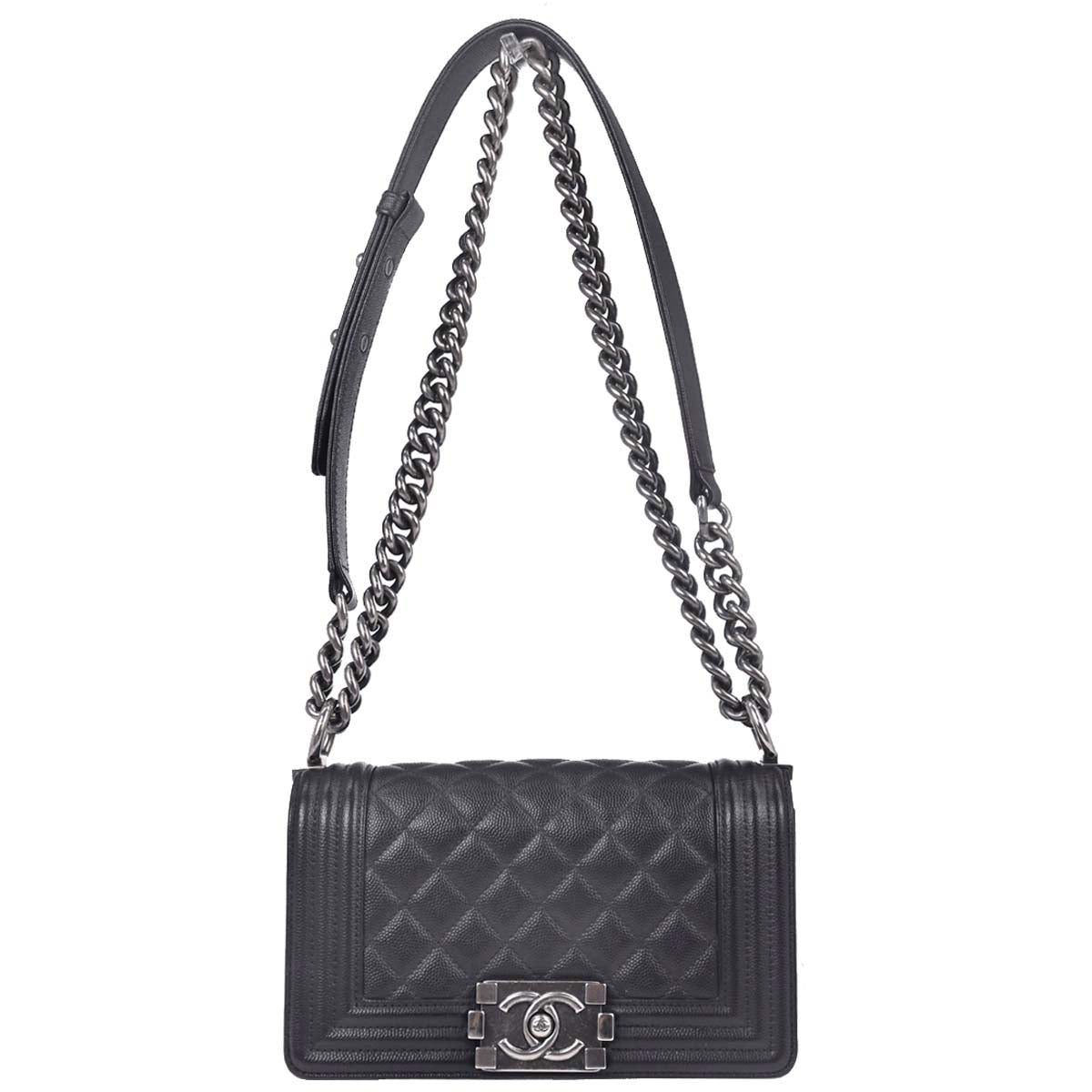 Boy Chanel Black Caviar Skin Small Chain Shoulder Bag