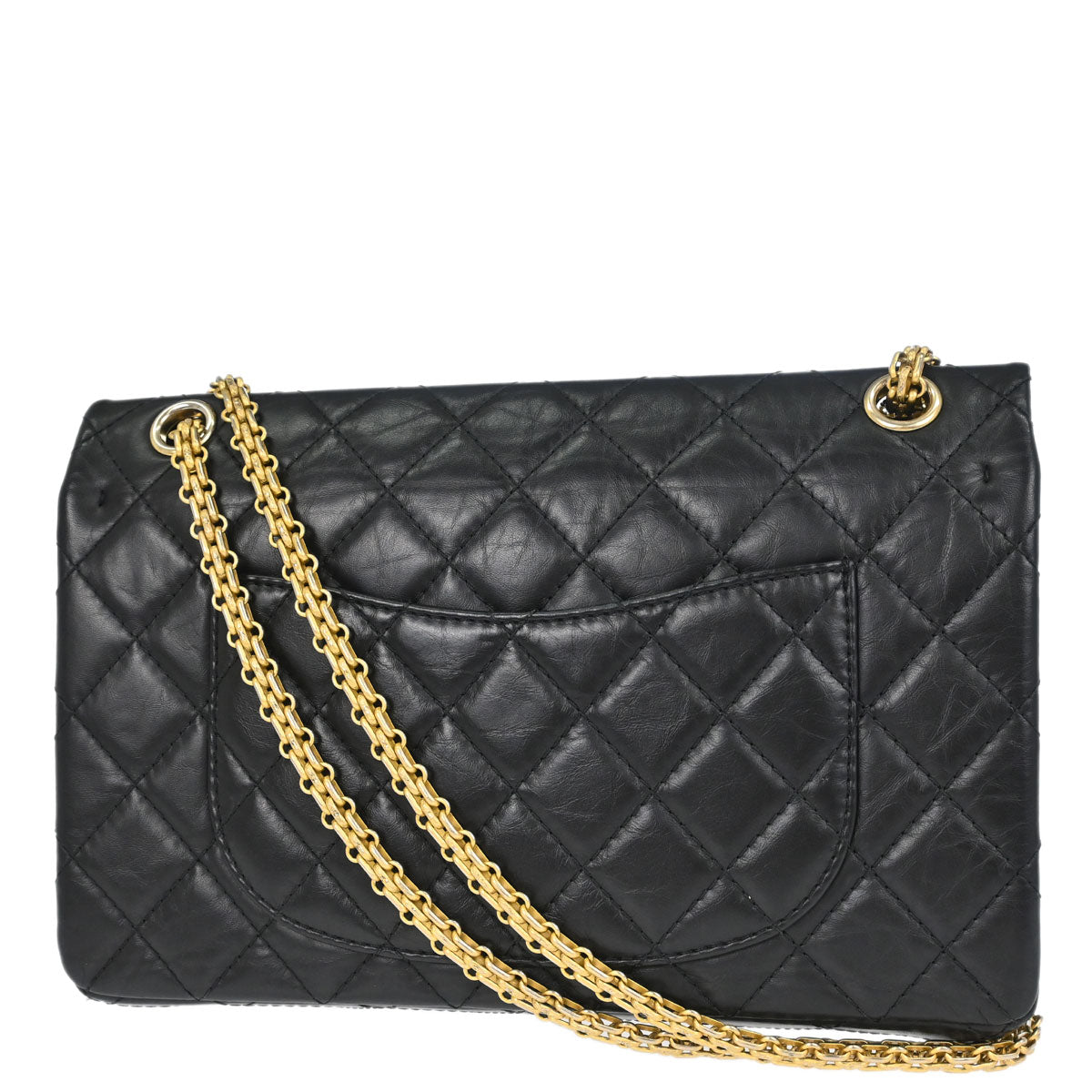 Chanel Black Calfskin 2.55 Double Flap Shoulder Bag