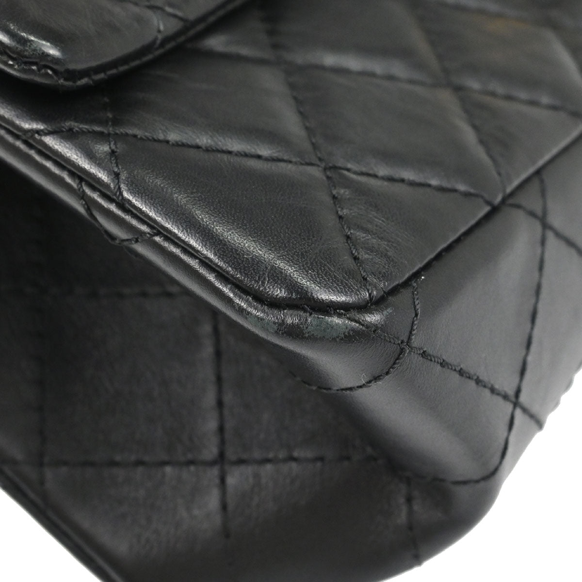Chanel Black Calfskin 2.55 Double Flap Shoulder Bag
