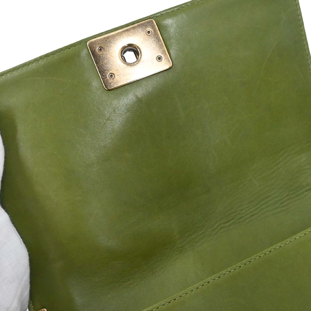 Boy Chanel Green Velvet Tweed Medium Shoulder Bag