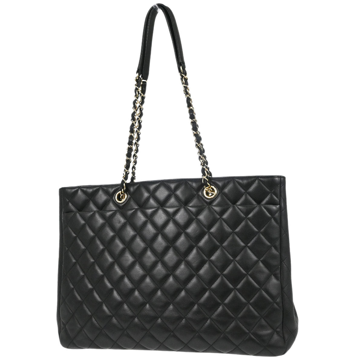 Chanel Black Lambskin Chain Tote Handbag