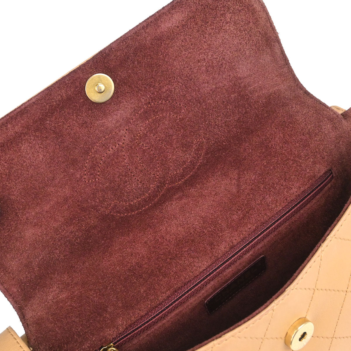 Chanel Beige Calfskin Saddle Double Flap Messenger Shoulder Bag
