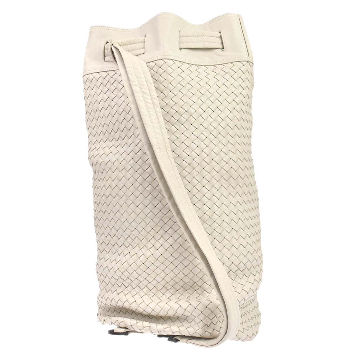 Bottega Veneta Ivory Lambskin Intrecciato Duffle Handbag