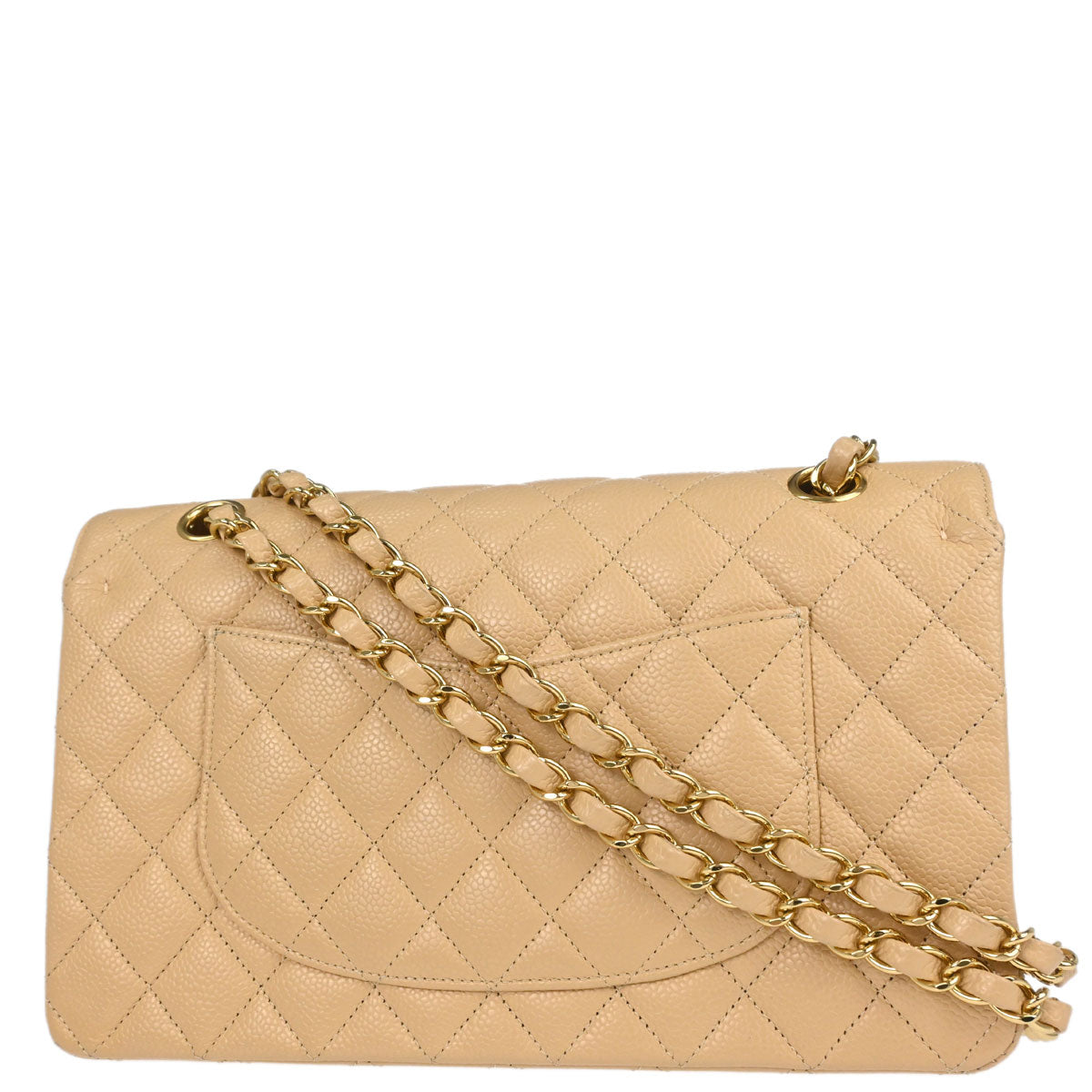 Chanel Beige Caviar Skin Medium Classic Double Flap Shoulder Bag