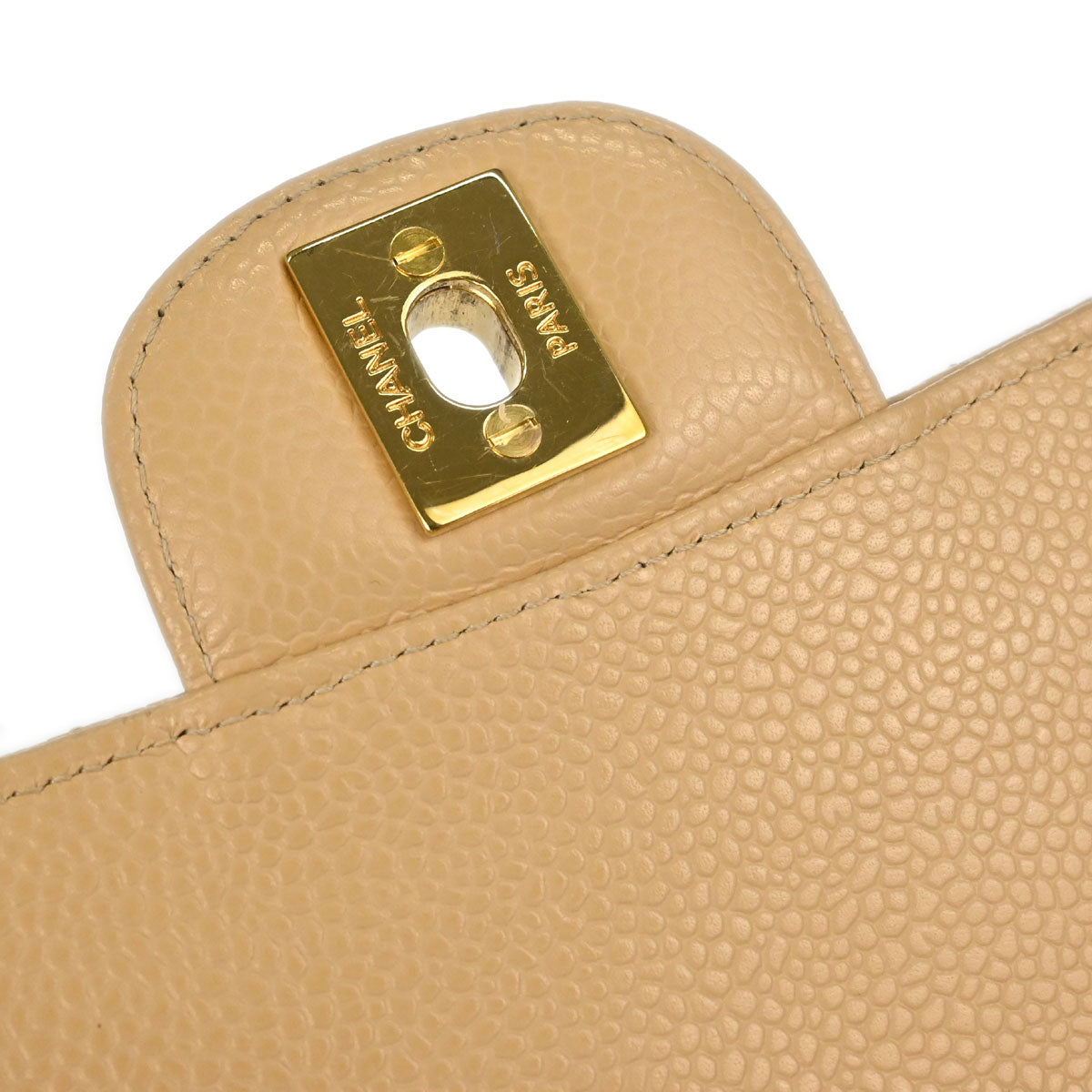 Chanel Beige Caviar Skin Medium Classic Double Flap Shoulder Bag