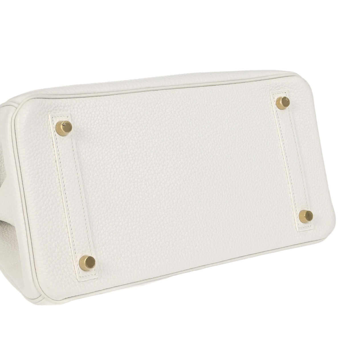 Hermes White Taurillon Clemence Birkin 30 Handbag