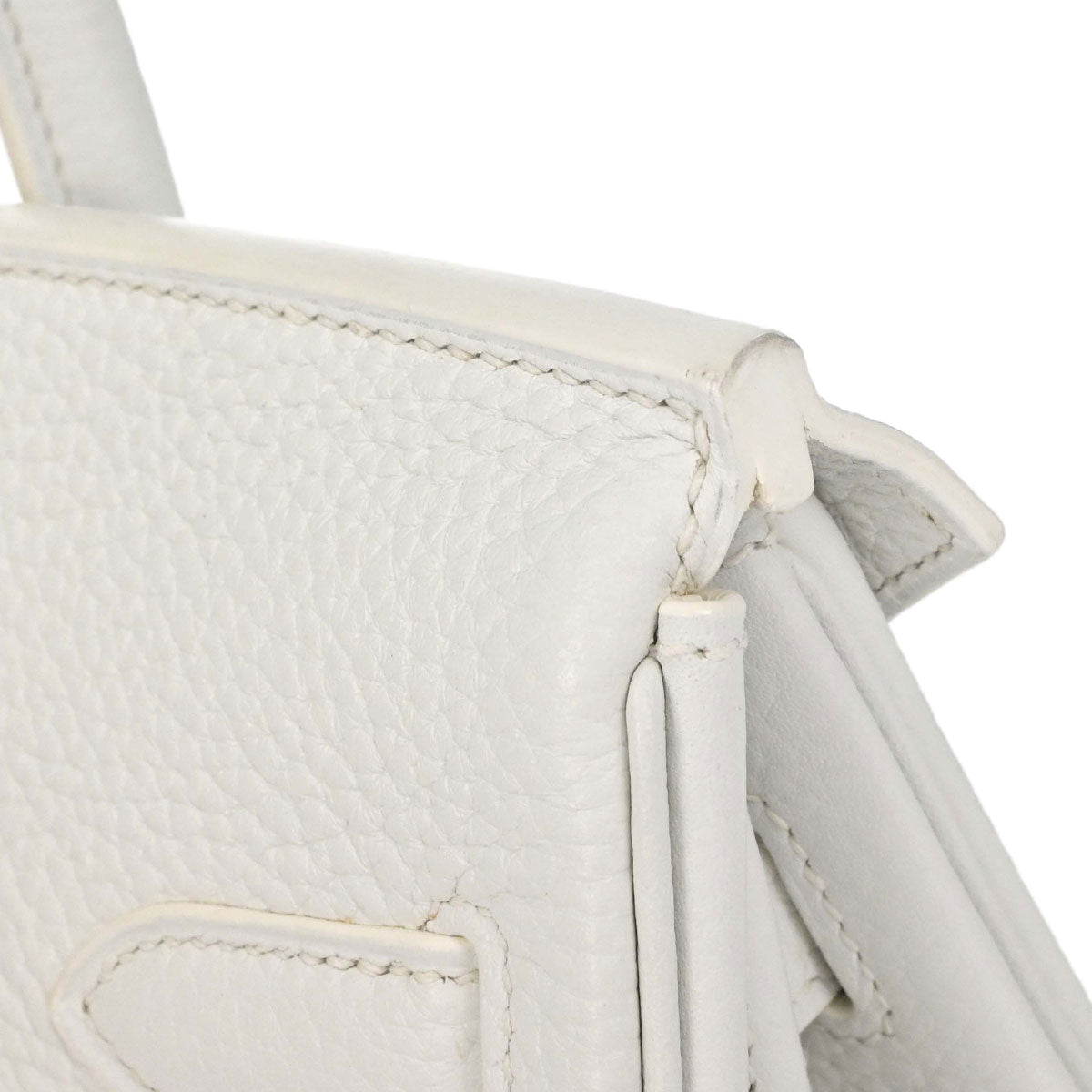 Hermes White Taurillon Clemence Birkin 30 Handbag