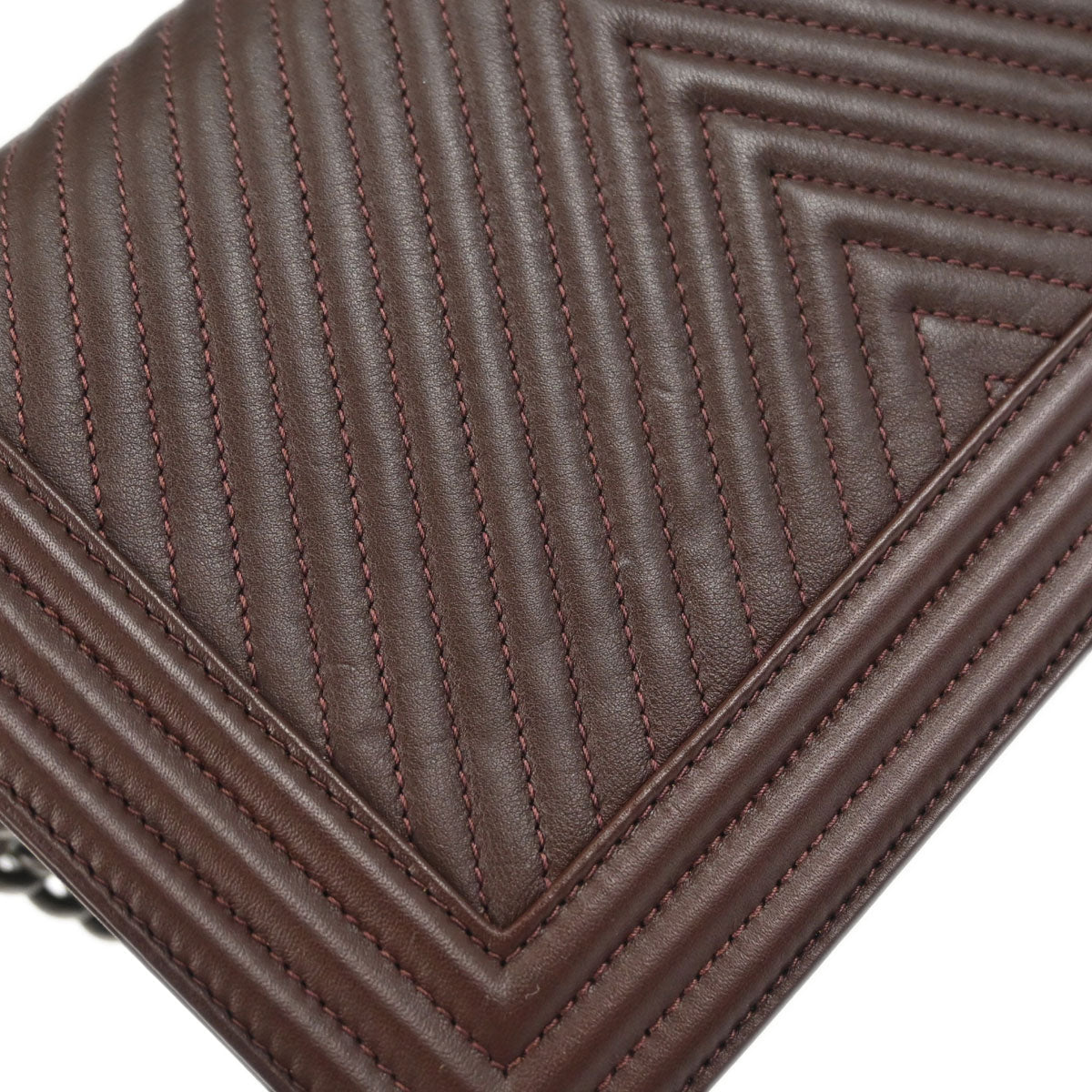 Boy Chanel Brown Lambskin Chevron Medium Shoulder Bag