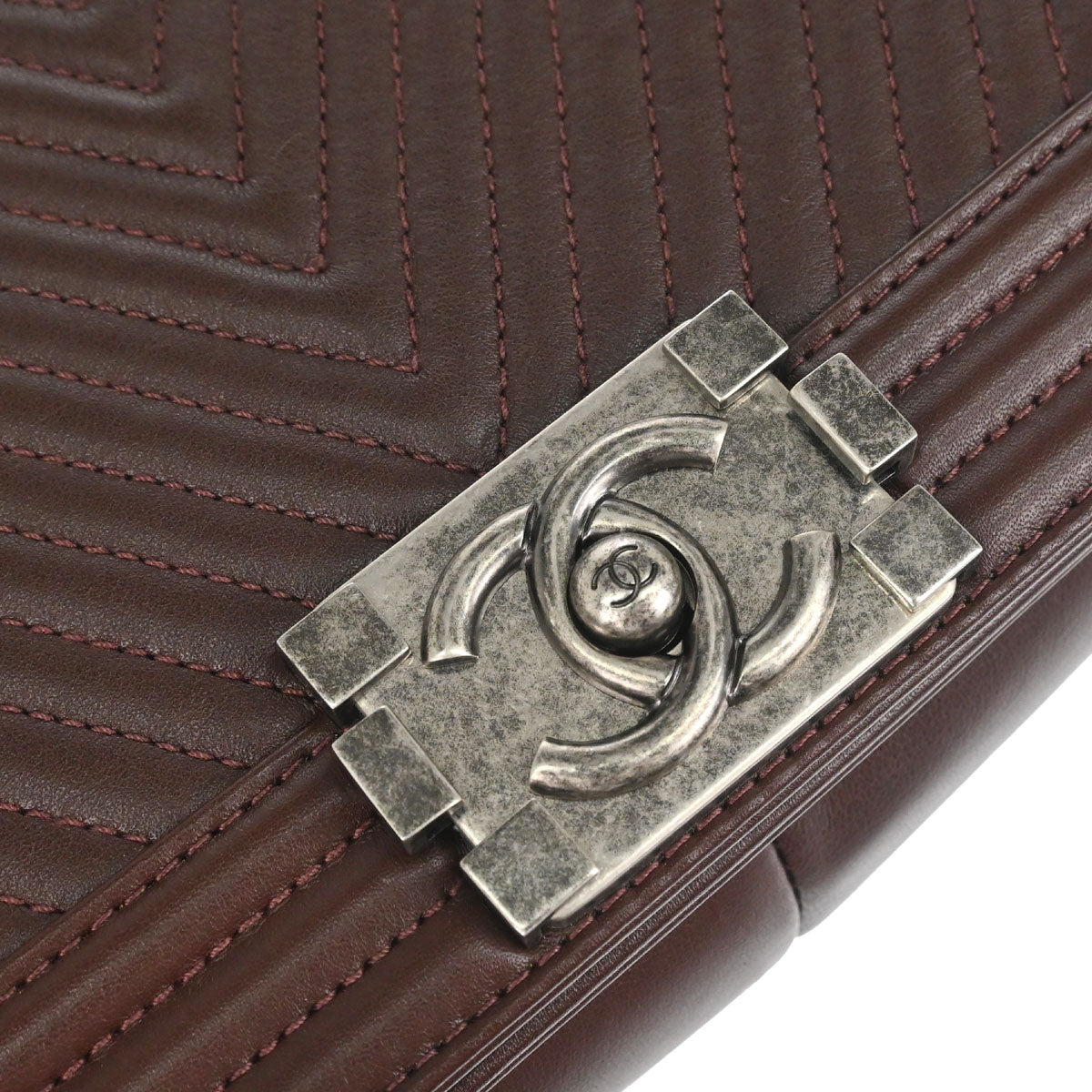 Boy Chanel Brown Lambskin Chevron Medium Shoulder Bag