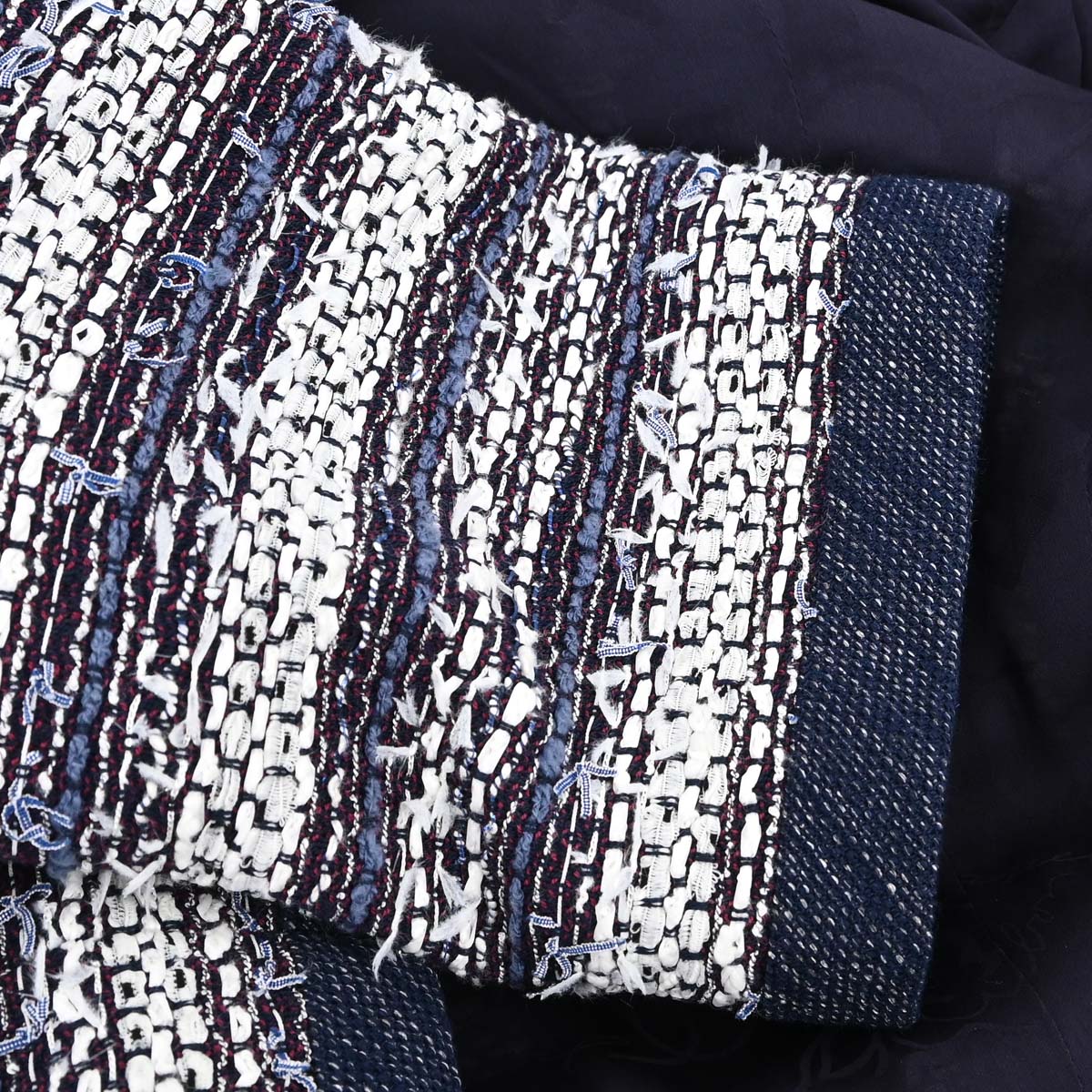 Chanel 2013 Single Breasted Collarless Tweed Jacket Navy #36