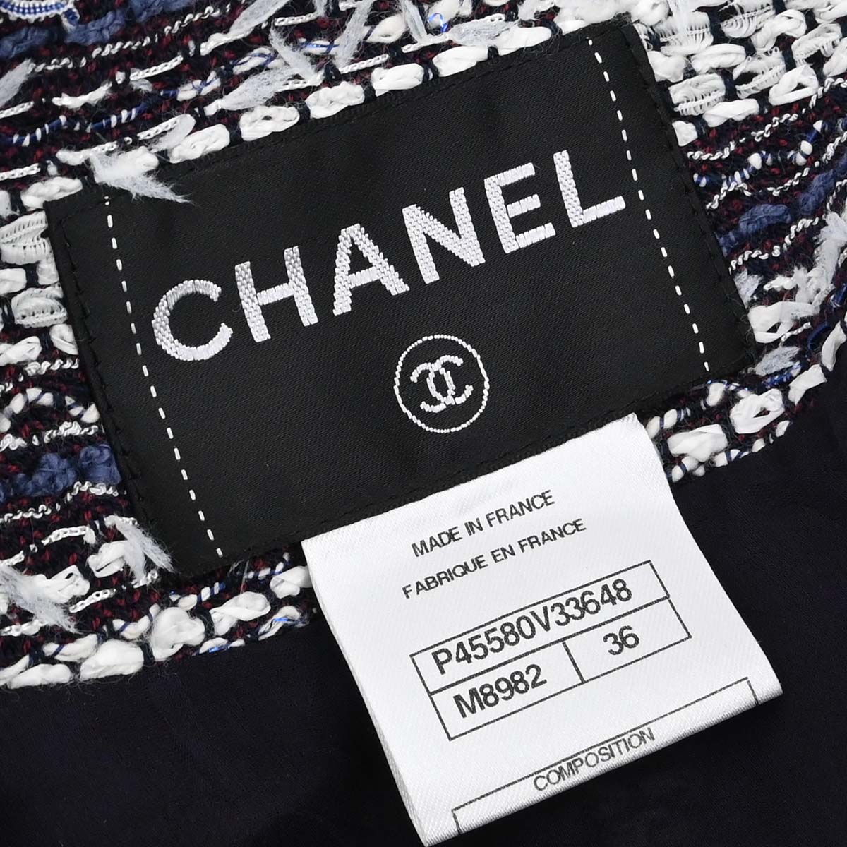 Chanel 2013 Single Breasted Collarless Tweed Jacket Navy #36