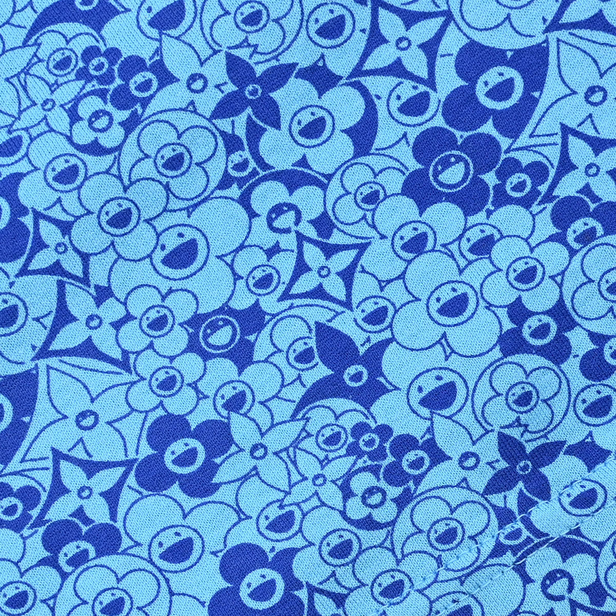 Louis Vuitton Monogram Flower Print T-shirt Blue #XS