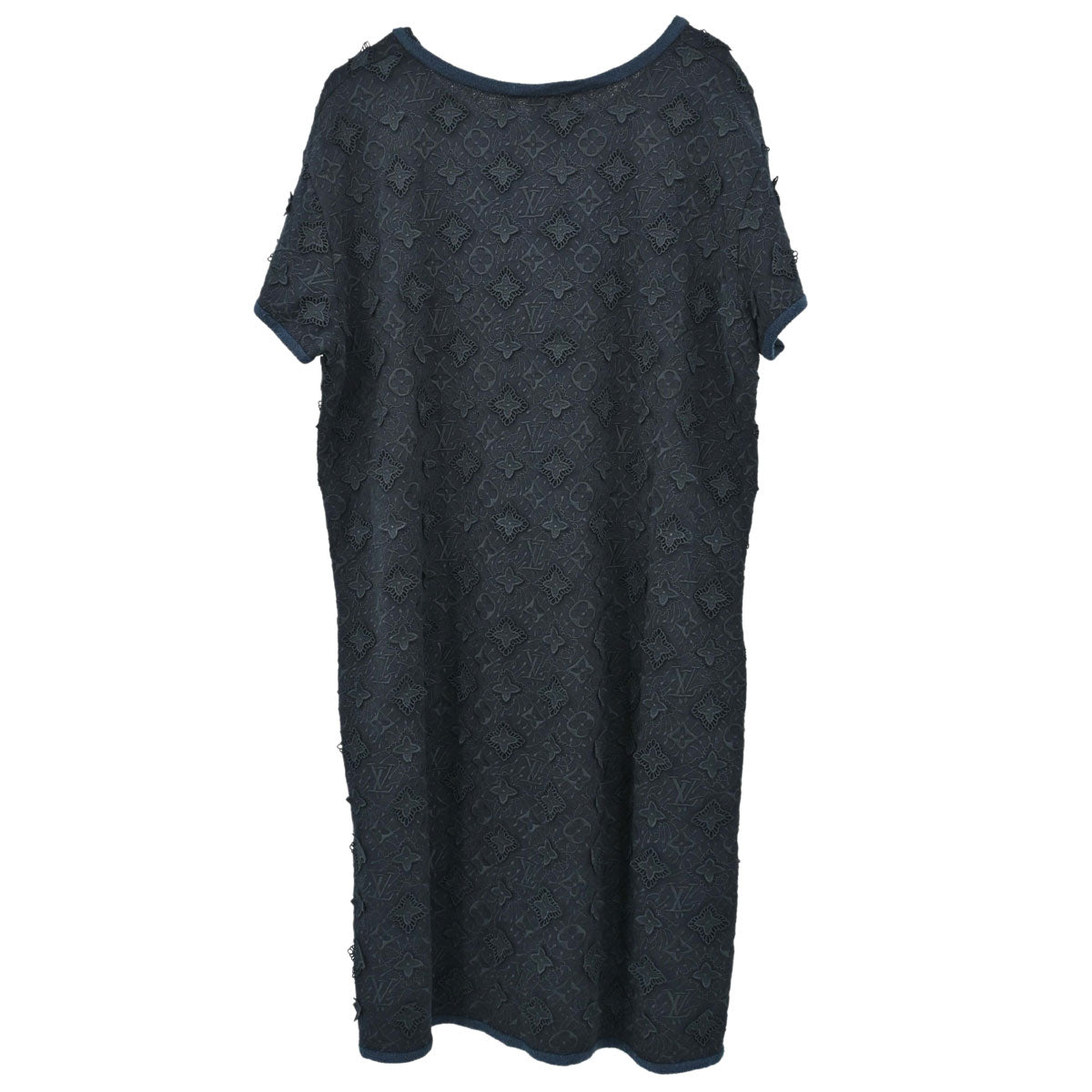 Louis Vuitton Short Sleeve Dress Monogram Navy #XL