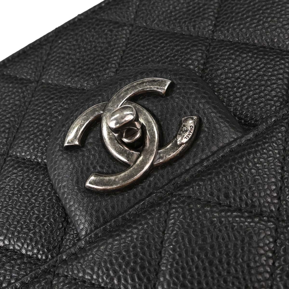 Chanel Black Caviar Skin Paris-Edinburgh Retro Class 2way Shoulder Handbag