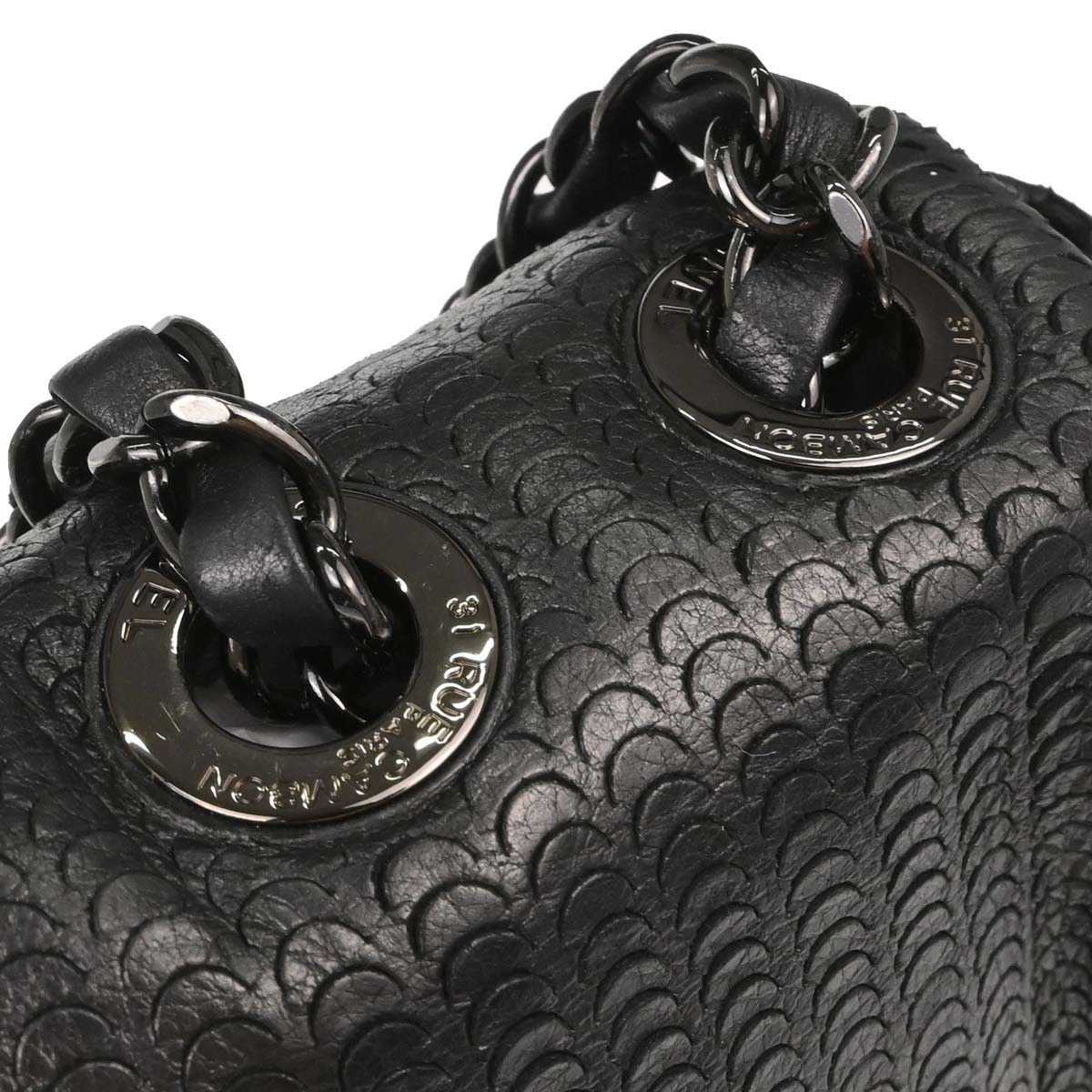 Chanel Black Lambskin Laser Cut Single Flap Shoulder Bag