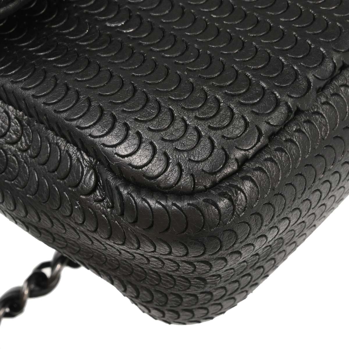 Chanel Black Lambskin Laser Cut Single Flap Shoulder Bag