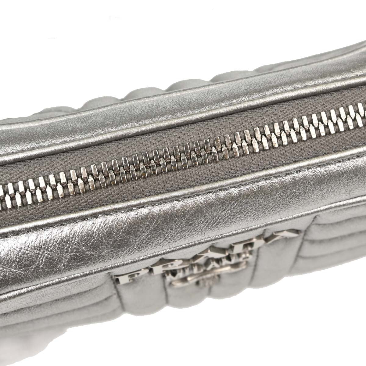 Prada Silver Lambskin Diagramme Camera Bag Shoulder Bag