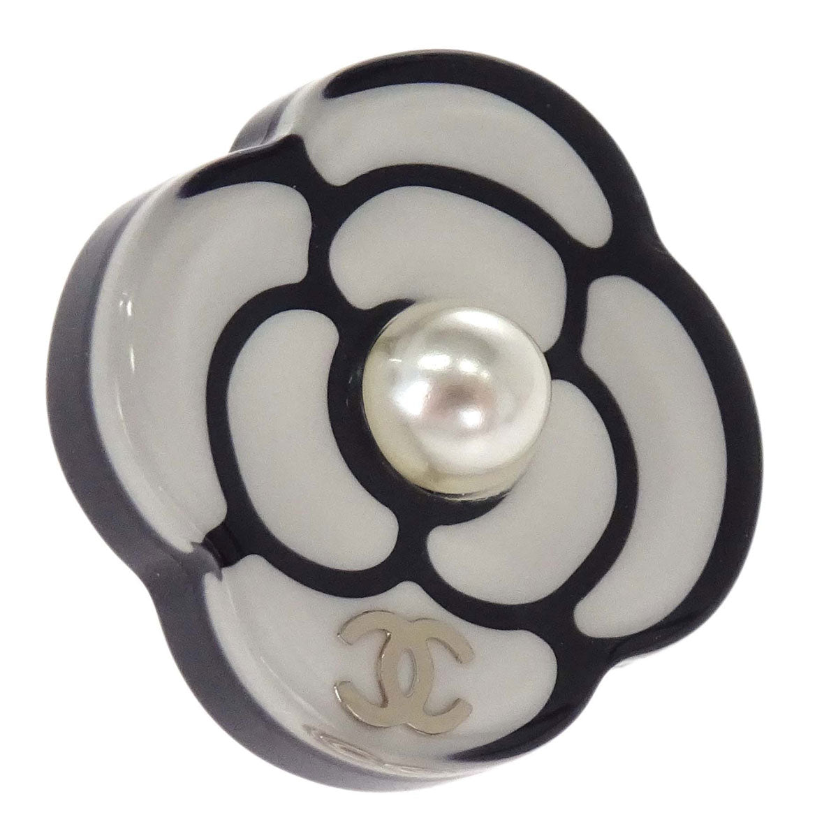 Chanel Camellia Pierced Earrings Gold Costume Pearl D19P