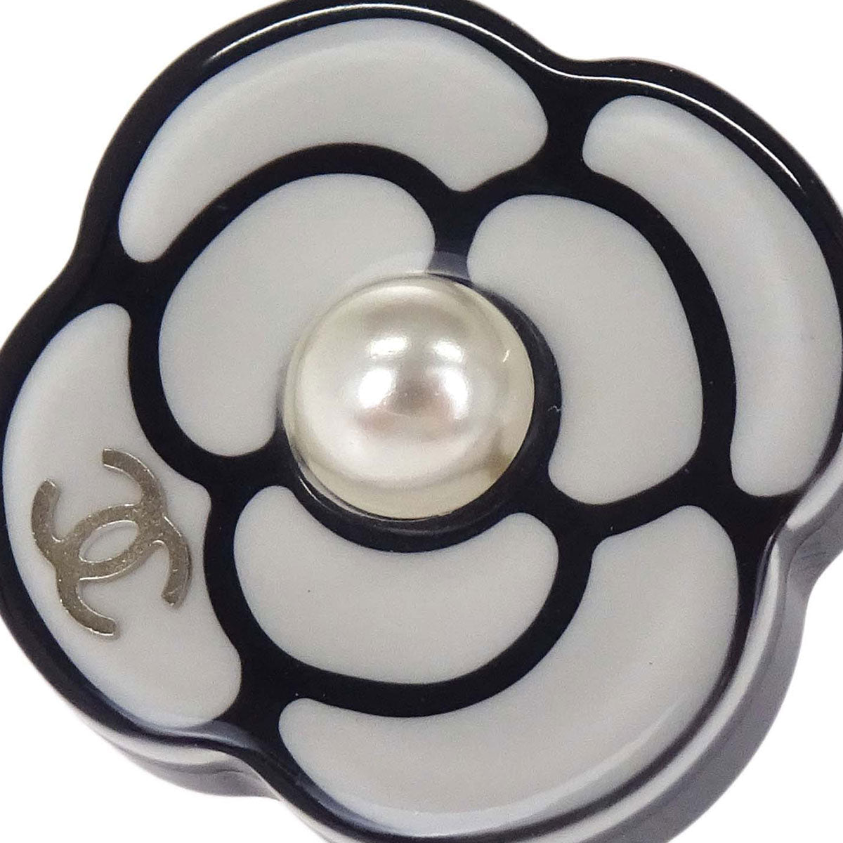 Chanel Camellia Pierced Earrings Gold Costume Pearl D19P