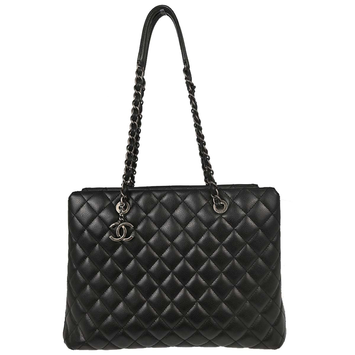 Chanel Black Caviar Skin Rock In Rome Shopping Tote Chain Handbag