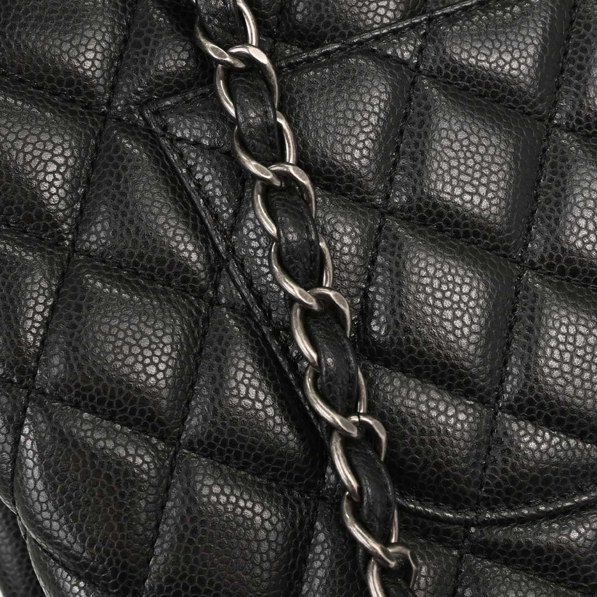 Chanel Black Caviar Skin Rock In Rome Shopping Tote Chain Handbag