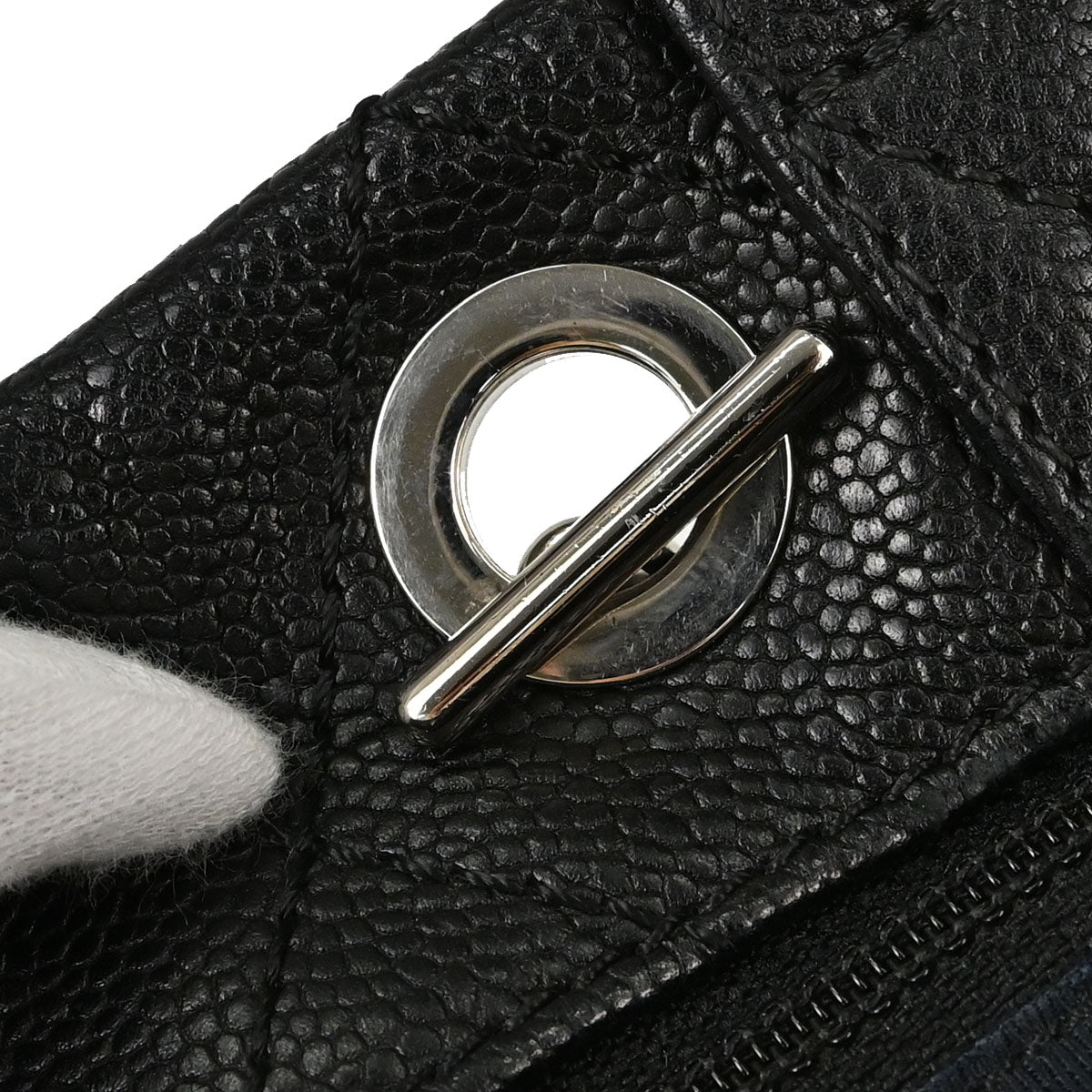 Chanel Black Caviar Skin Tote 2way Shoulder Handbag