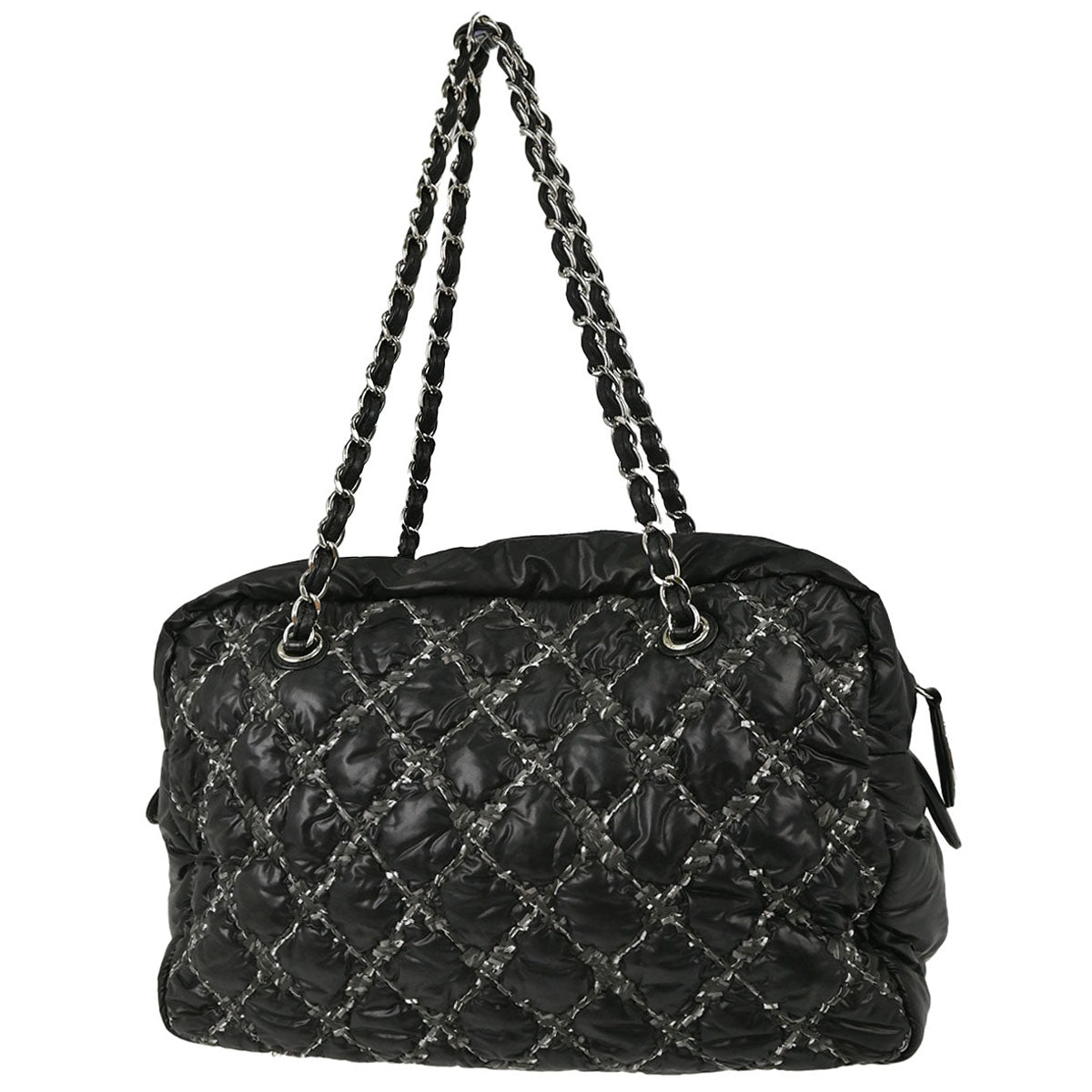 Chanel Black Quilted Nylon Tweed Stitch Paris-Byzance Bowling Bag