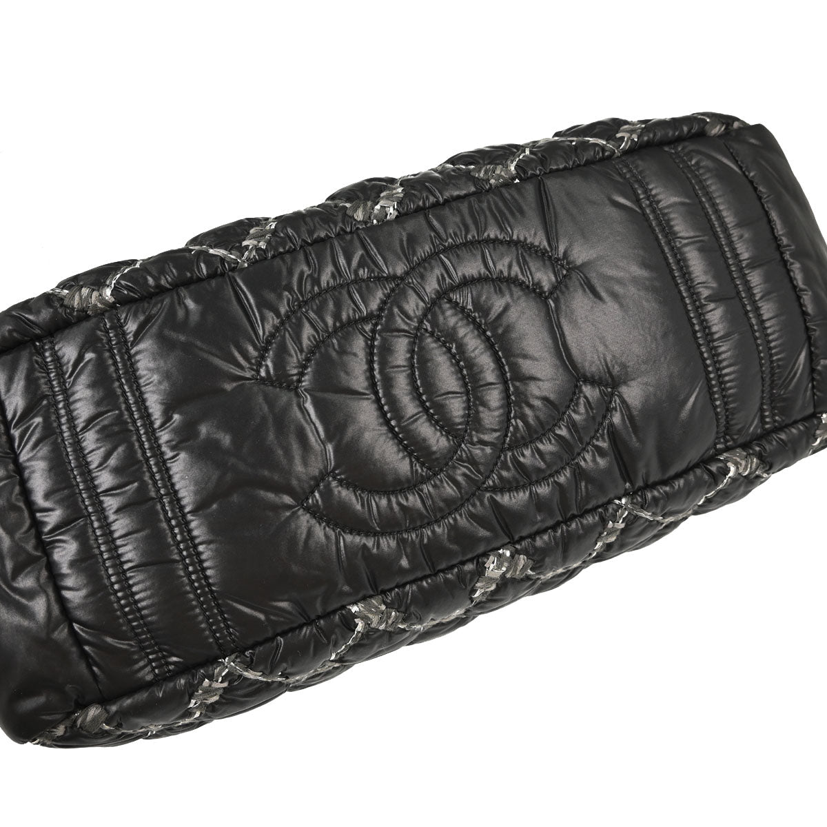 Chanel Black Quilted Nylon Tweed Stitch Paris-Byzance Bowling Bag