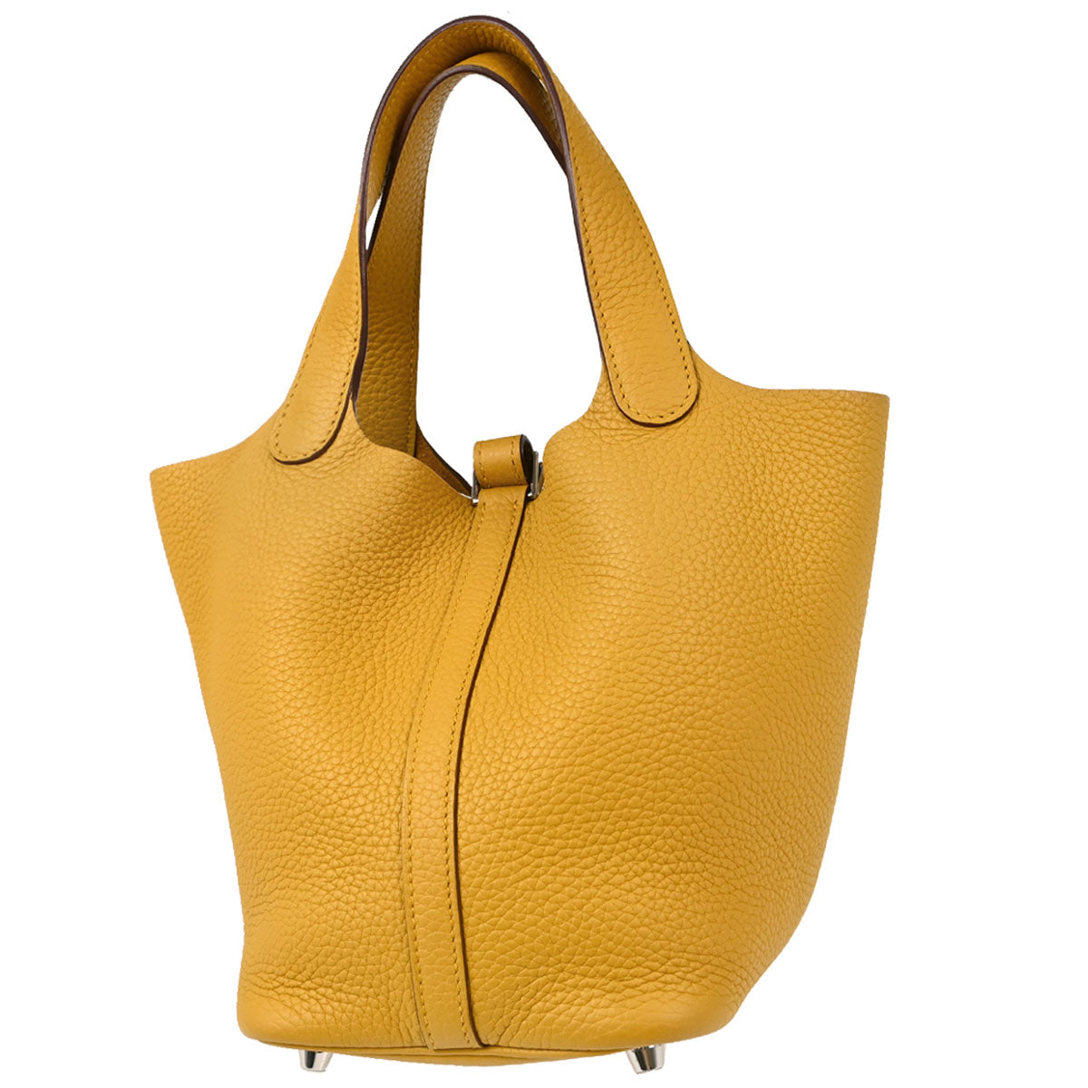 Hermes 2018 Jaune Amber Taurillon Clemence Picotin Lock 18 PM Handbag