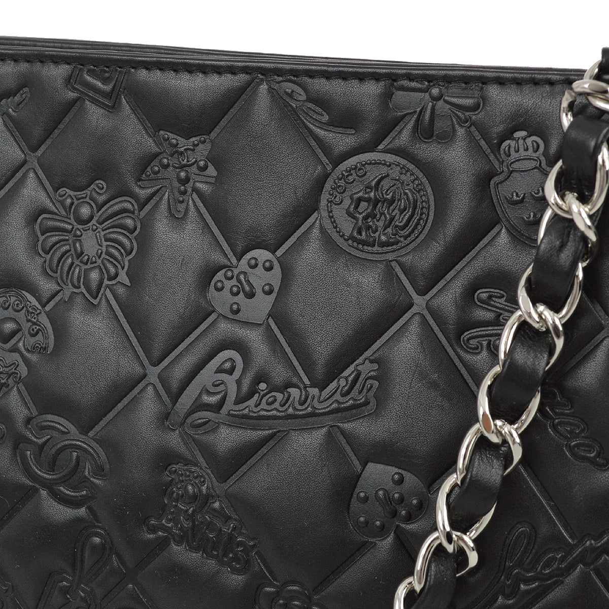 Chanel * 2011 Black Lambskin Icon Chain Handbag