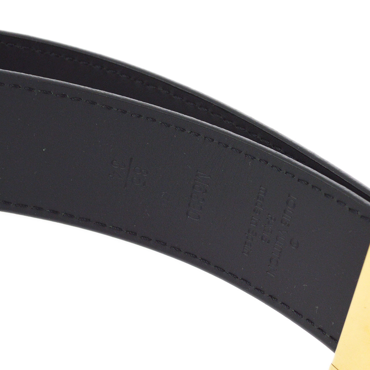 Louis Vuitton 2010 Black Multicolor Ceinture LV Cut Belt #85 M6890