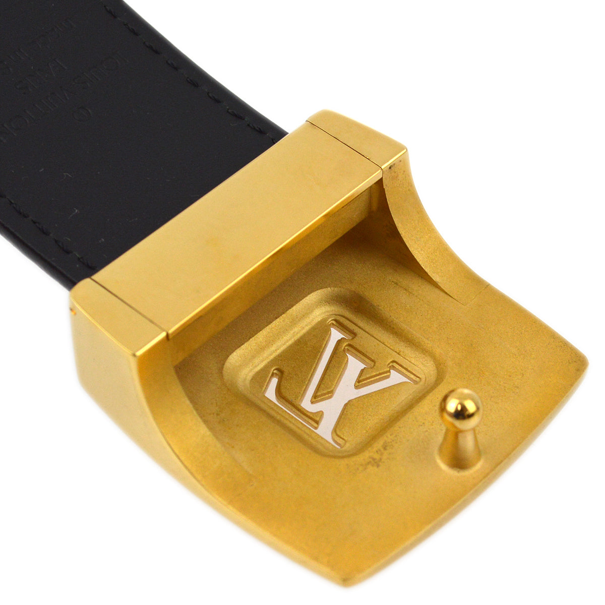 Louis Vuitton 2010 Black Multicolor Ceinture LV Cut Belt #85 M6890