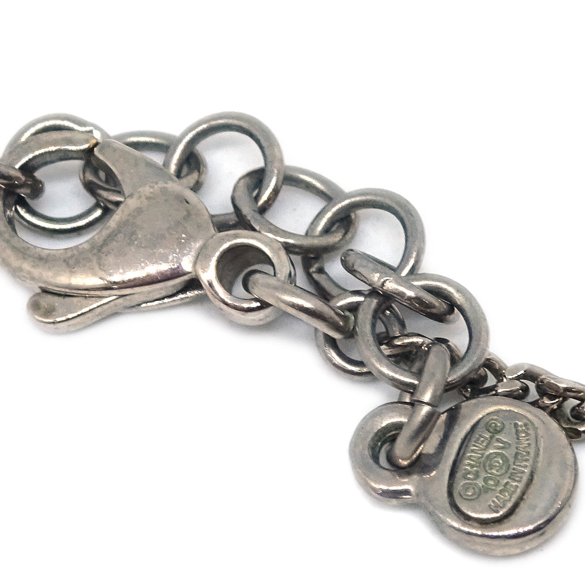 Chanel 2010 Silver Necklace Pendant Rhinestone 10V