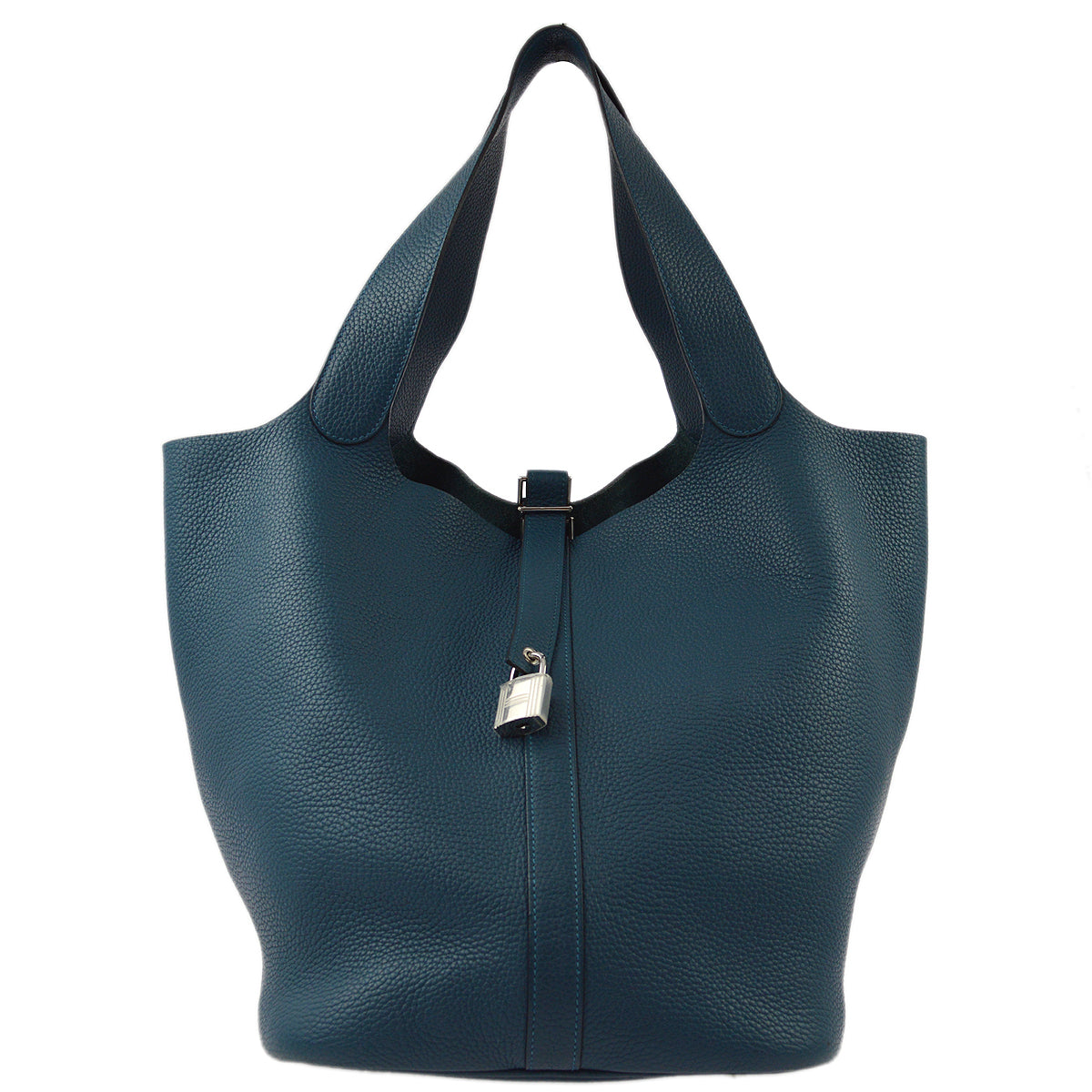 Hermes 2014 Blue Taurillon Clemence Picotin Lock TGM Handbag