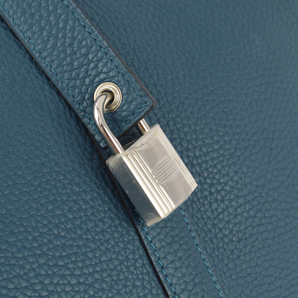 Hermes 2014 Blue Taurillon Clemence Picotin Lock TGM Handbag