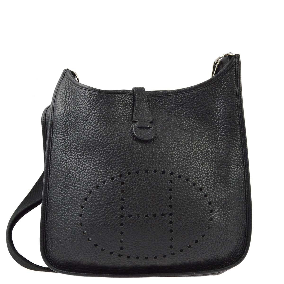 Hermes 2014 Black Taurillon Clemence Evelyne 3 PM Shoulder Bag