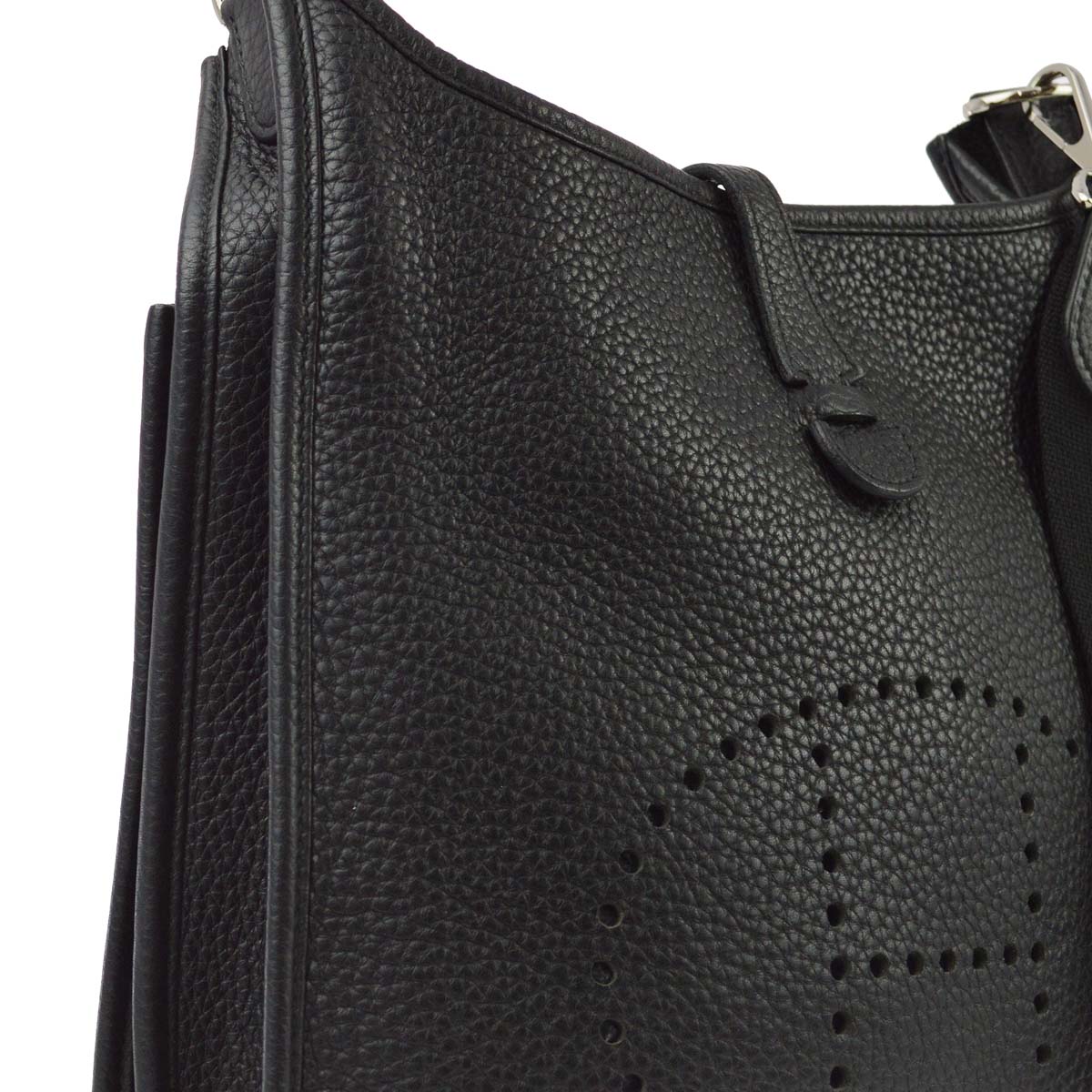 Hermes 2014 Black Taurillon Clemence Evelyne 3 PM Shoulder Bag