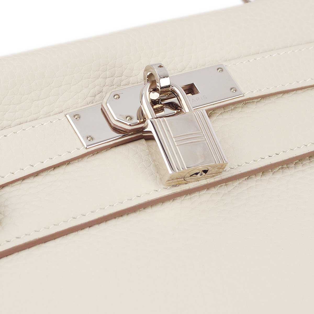 Hermes 2015 Ivory Taurillon Clemence Kelly 32 Amazon Retourne 2way Shoulder Handbag