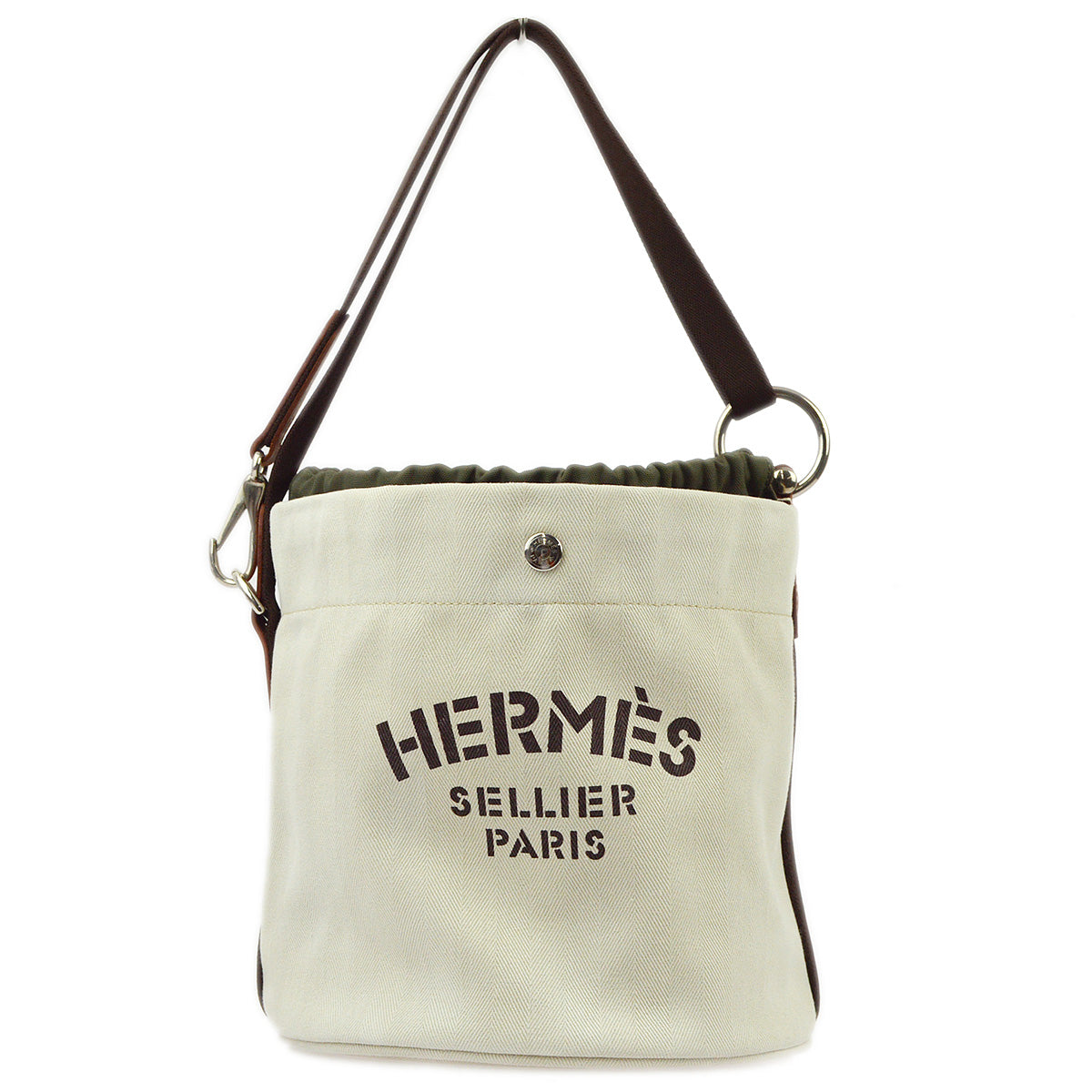 Hermes 2012 Craie Toile Chevron Sac De Pansage
