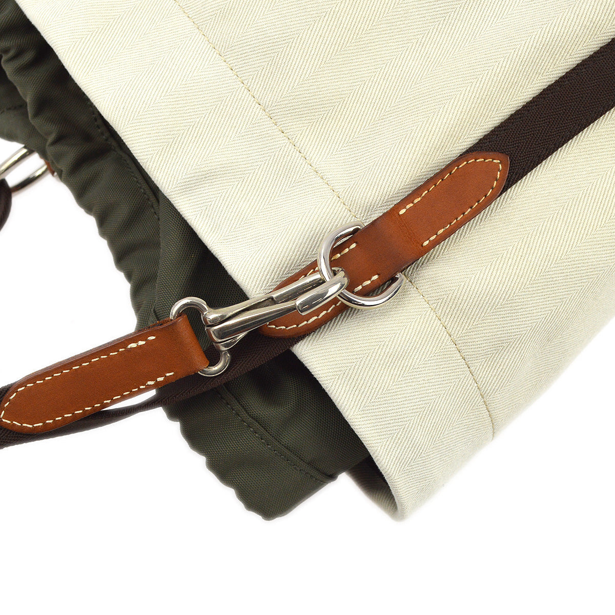 Hermes 2012 Craie Toile Chevron Sac De Pansage