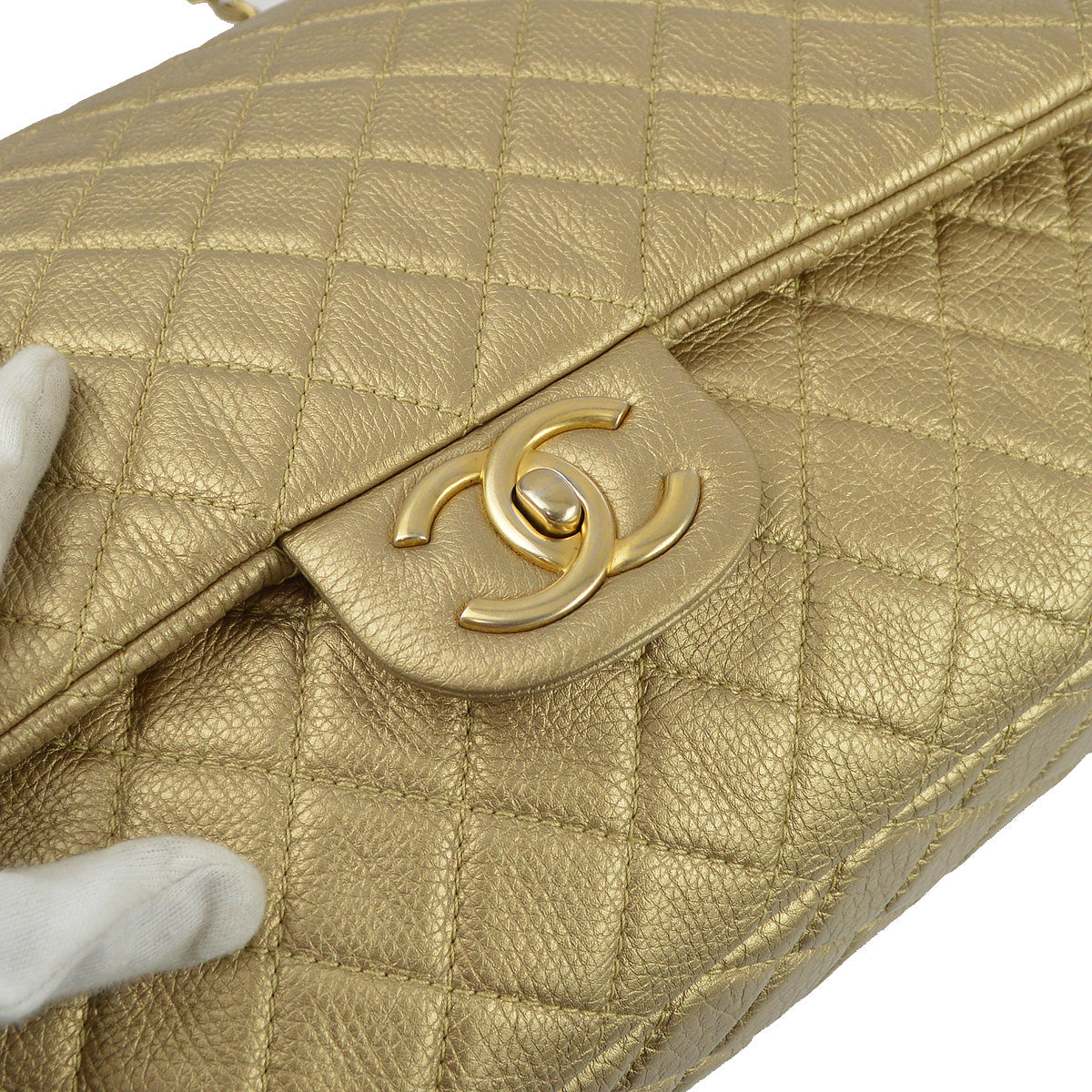 Chanel 2018 Gold Calfskin XXL Single Flap Shoulder Bag