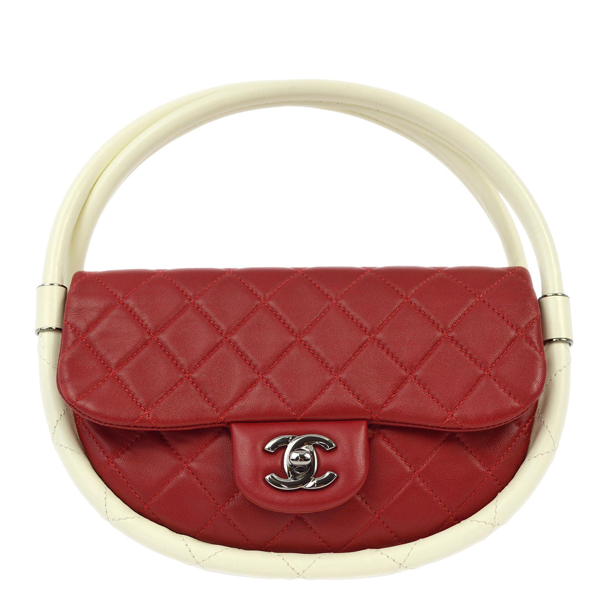 Chanel 2013-2014 Red Lambskin Hula Hoop Handbag