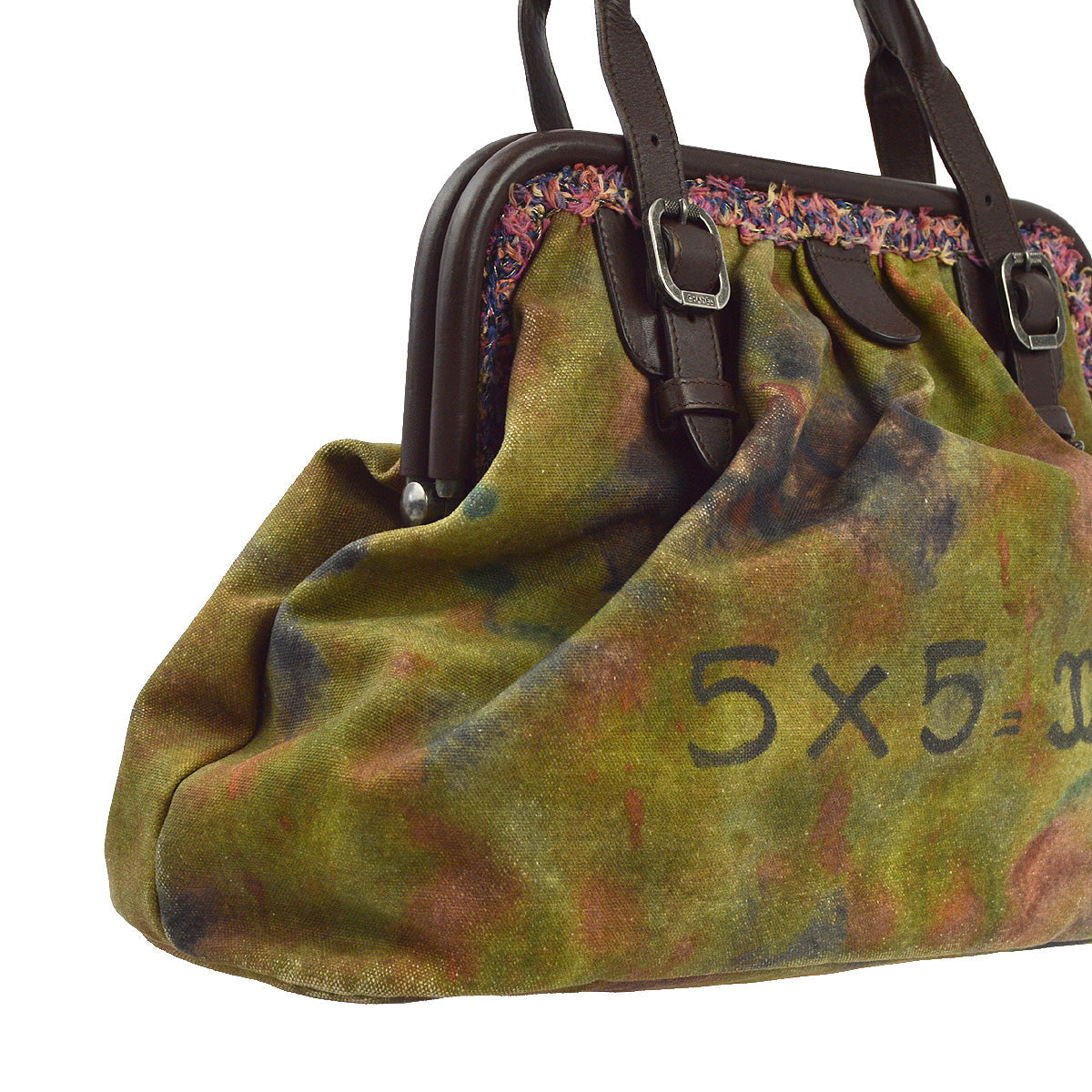 Chanel 2015-2016 Khaki Green Canvas Graffiti On The Pavement Tote Handbag