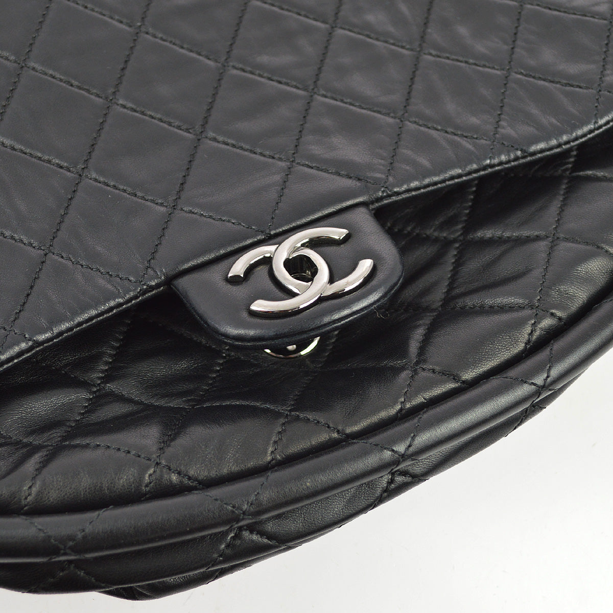Chanel Black Lambskin Hula Hoop Large Handbag