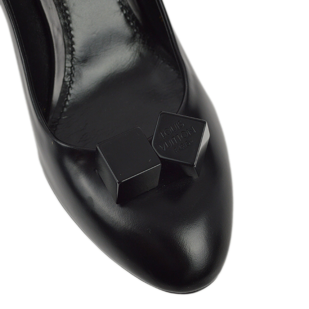 Louis Vuitton Black Calfskin Cube Pumps NL1103M #39 1/2